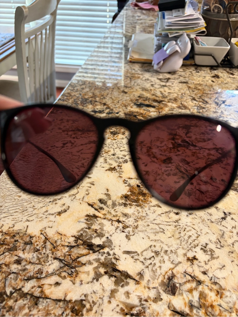 Ray-Ban Black Frame Sunglasses with Red/Burgundy Lenses